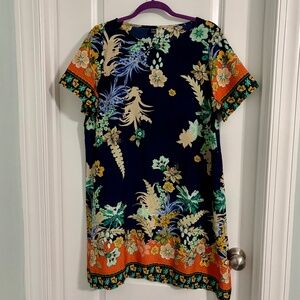 Navy Floral Lightweight Dress (Size Large)
